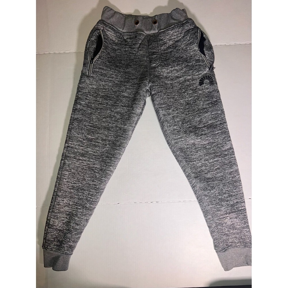 Akademiks Men Medium Gray Fleece Lined Zip Pocket Drawstring‎ Athletic Jogging